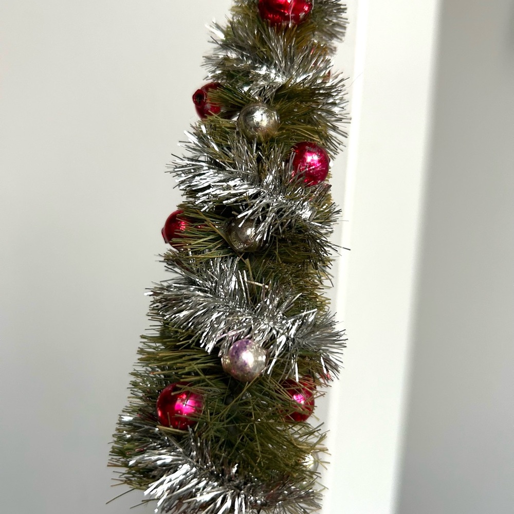 Vintage 40’-50’Festive Miniature Christmas Trees with Red and Silver Accents - Picture 5 of 8